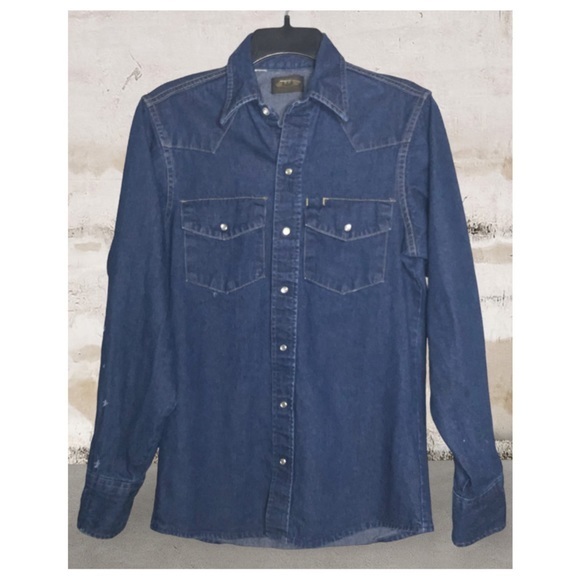 Men's Blue Denim Casual Button Down Shirt - Picture 1 of 16